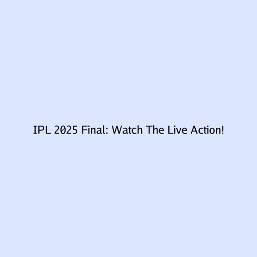 IPL 2025 Final: Watch The Live Action!